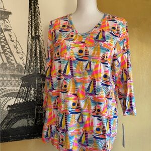 BeachTime Colorful Abstract Print  Top New with tags